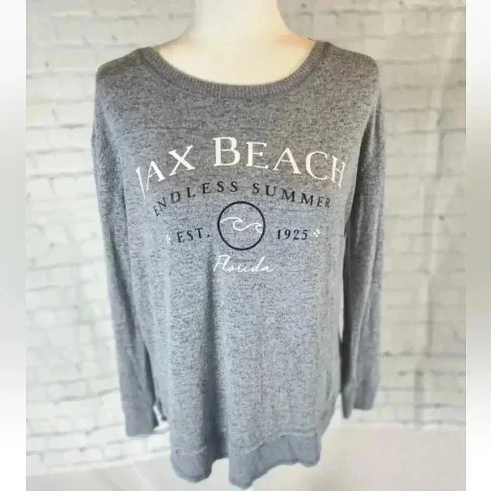 OCEAN DRIVE JAX BEACH Endless Summer Florida Blue Long Sleeve Top Size S relaxed